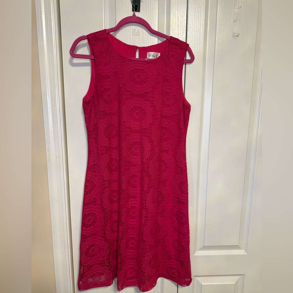 Eliza J Vibrant‎ Pink Lace Midi Dress